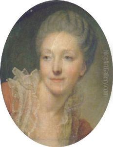 Portrait Of A Lady In A Pink Dress With A White Lace Collar by Jean Baptiste Greuze