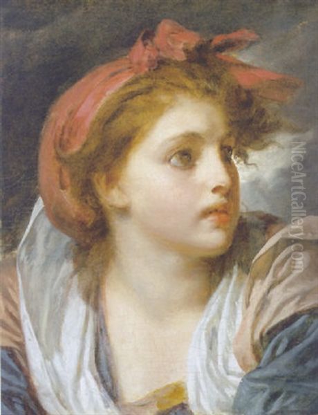 A Girl Wearing A Red Headscarf - view 1