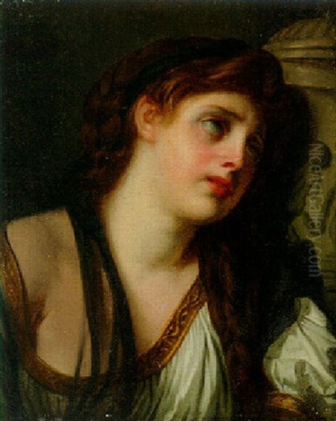 A Young Lady, Bust-length, By A Tomb - view 1