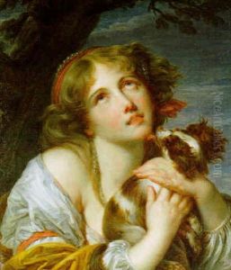 Maedchen Mit Huendchen by Jean Baptiste Greuze