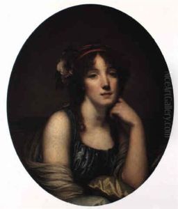 Portrait Of A Young Woman With Flowers In Her Hair (the Artist's Daughter?) by Jean Baptiste Greuze