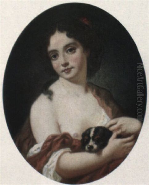 Portrait Of A Girl Holding A Dog - view 1