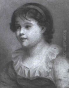 Portrait Of A Young Girl Wearing An Ivory Dress by Jean Baptiste Greuze