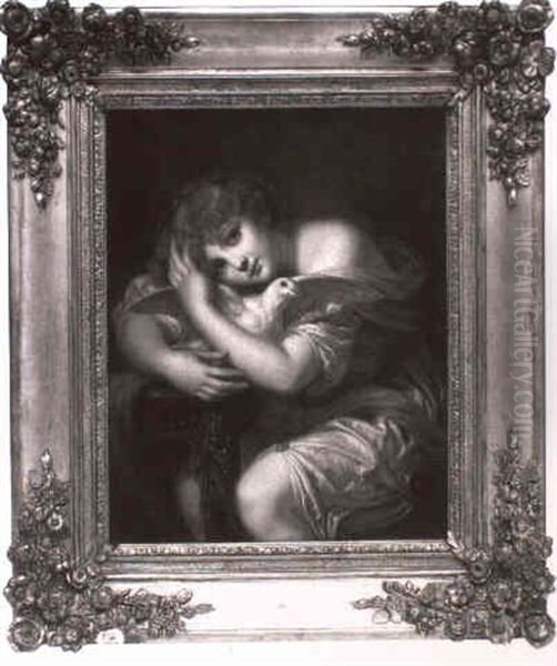 Portrait D'une Jeune Fille Tenant Une Colombe - view 1