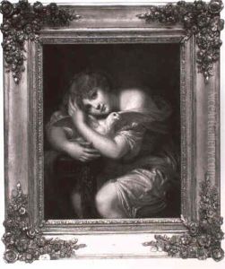 Portrait D'une Jeune Fille Tenant Une Colombe by Jean Baptiste Greuze