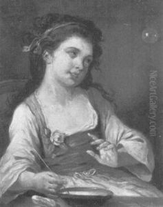 A Young Girl Blowing Bubbles by Jean Baptiste Greuze