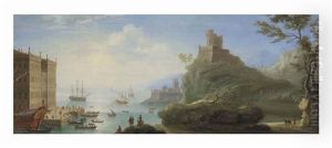 Capriccio Of A Mediterranean Harbour by Charles-Leopold Grevenbroeck