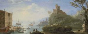 Capriccio Of A Mediterranean Harbour by Charles-Leopold Grevenbroeck