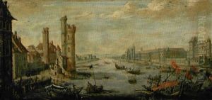 Vue De Paris Avec La Tour De Nesle Et Le Louvre by Charles-Leopold Grevenbroeck
