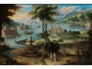 Barocke Fantasielandschaft Mit Figurenstaffage