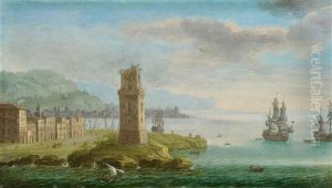Sudliche Hafenansicht Mit Segelschiffen by Orazio Grevenbroeck