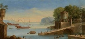 Deux Galeres Dans Une Rade Mediterraneenne