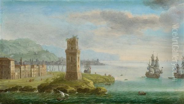 A Southern Harbour Landscape With Sailing Boats - view 1