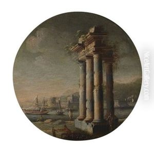 A Capriccio Scene With Boats Entering A Harbour Past Ruined Colonnade; And Companion Piece (2 Works)