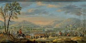 Scene De Bataille (+ Paysans Dans La Campagne Aux Abords D'une Ville; Pair)