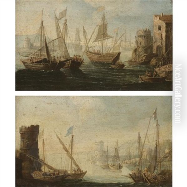 Mediterranean Harbour Scenes (+ Another, Similar; Pair) - view 1