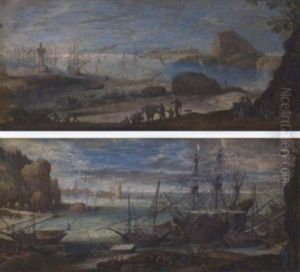 Provisioning A Galleon In An Inlet, Italian Port View Beyond