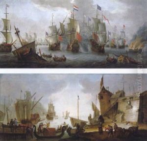 Die Vier-tage-seeschlacht Zwichen Der Hollandischen Und Englischen Flotte 1666 by Orazio Grevenbroeck