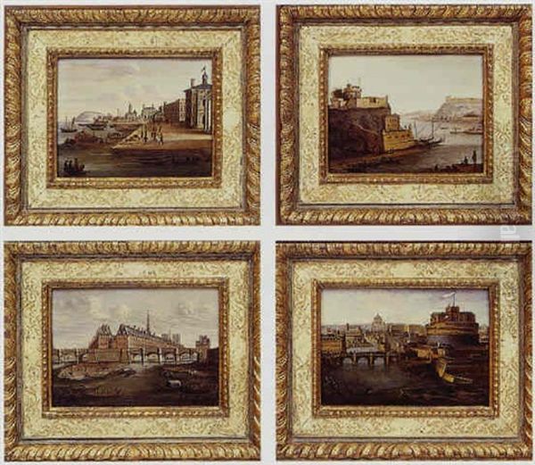 Vues Dont L'ile De La Cite A Paris Et Le Chateau Saint-ange A Rome - view 1