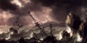 A Shipwreck In Stormy Seas by Orazio Grevenbroeck