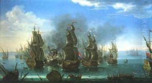 Navires Hollandais Et Anglais Guerroyant