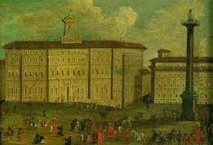 A View Of The Palazzo Colonna, Rome by Orazio Grevenbroeck