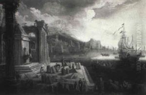 Mediterranean Harbor Scene by Orazio Grevenbroeck