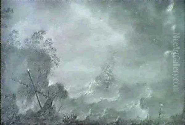 Ships Foundering In A Stormy Sea Off A Rocky Coast - view 1