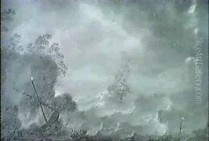 Ships Foundering In A Stormy Sea Off A Rocky Coast