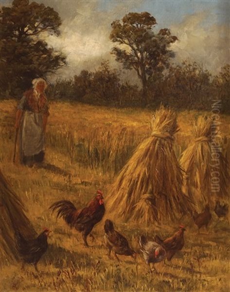 Figure With Chickens In A Cornfield - view 1