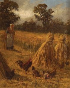 Figure With Chickens In A Cornfield