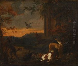 Chasseurs Dans Un Paysage (2 Works) by Adriaen Greyff