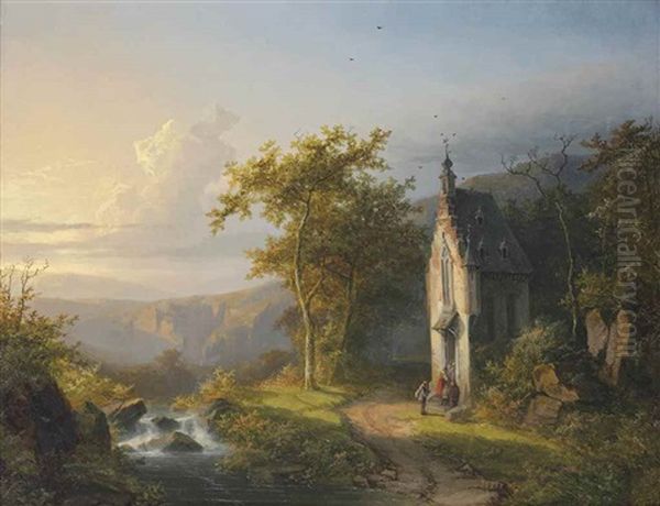 A Landscape With Brook, Pilgrims And A Chapel - view 1