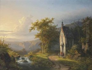 A Landscape With Brook, Pilgrims And A Chapel