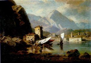 Paisaje Alpino Con Un Lago by Joseph Emile Gridel
