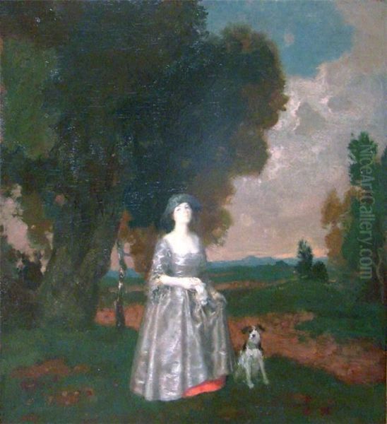 Dame Mit Hund Im Park - view 1