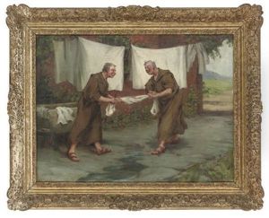 Monks Wringing Out The Sheets by Charles MacIver Grierson