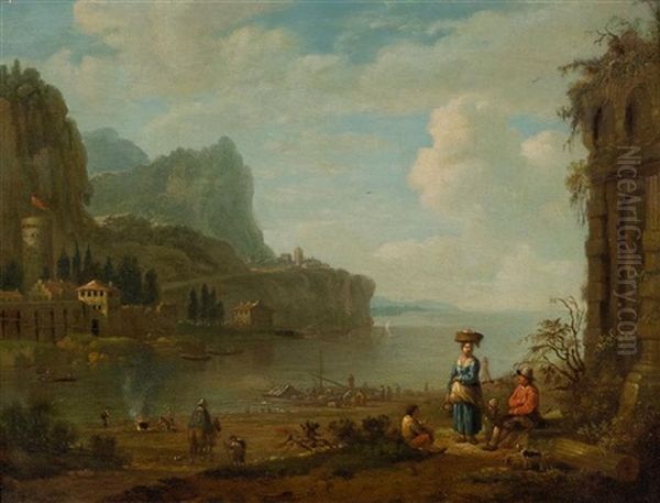 Mediterrane Hafenlandschaft Mit Ruine - view 1