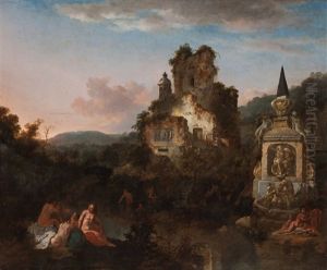 Landscape With Ruins And Figures by Jan Griffier the Elder