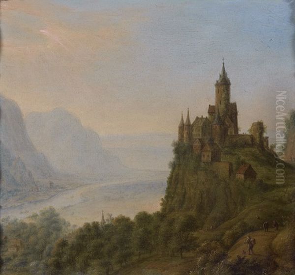 Paysage Panoramique De La Vallee Du Rhin Avec Un Chateau - view 1