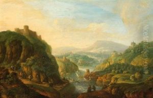 Figures In A Mountainous Landscape by Jan Griffier the Elder