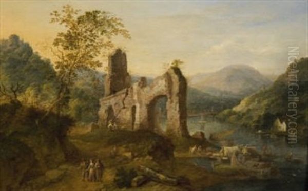 Promeneurs Pres Des Ruines D'un Temple - view 1