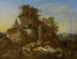 Antike Ruinenlandschaft Mit Figurenstaffage by Jan Griffier the Elder