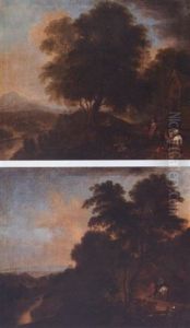 Wooded River Landscape by Jan Griffier the Elder