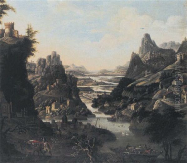 A Rhenish Landscape With A Ferry - view 1