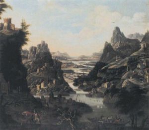 A Rhenish Landscape With A Ferry