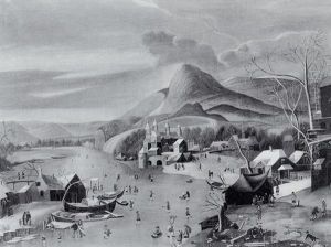 River And Village In Winter by Jan Griffier the Elder