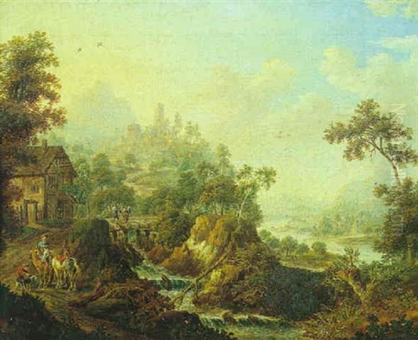 Paysage De La Vallee Du Rhin Avec Des Cavaliers - view 1
