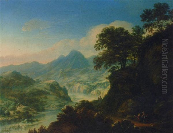 A Rhenish Landscape With Travellers Resting On A Track - view 1