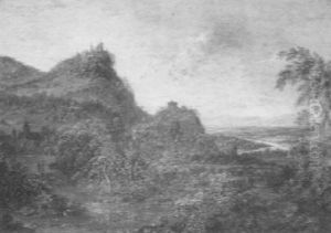 Animated Landscape With Villages And Travelers by Jan Griffier the Elder